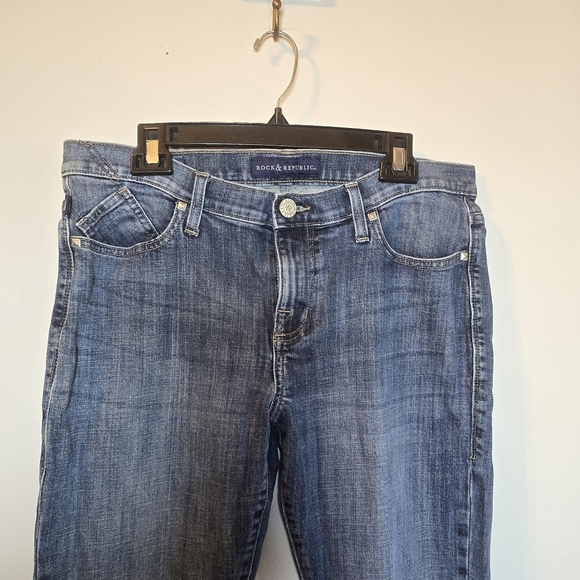 Rock & Republic Women's Jeans Berlin Sz 14 Straight Leg Lightly Acid Washed - Picture 5 of 7